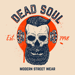 dead soul bearded skull on grunge background Vector Image