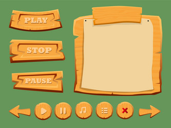 Medieval buttons ui game menu isolated elements Vector Image
