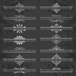 Large collection ornate headpieces on chalkboard vector