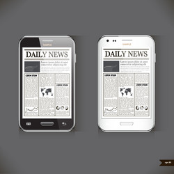 Modern smart phone with business news article vector