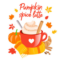 Pumpkin Spice Latte Autumn Vibes Vector Image