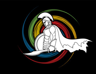 Spartan warrior with sword and shield roman army vector