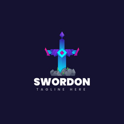 Sword shield logo template design Royalty Free Vector Image