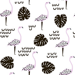 seamless modern pattern with flamingo and palm vector