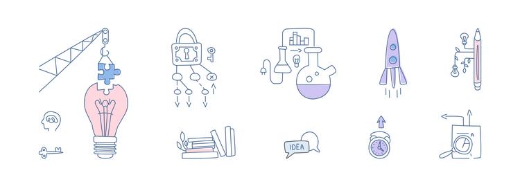 Simple creative process line icon and object vector