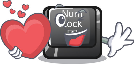 with heart num lock installed on cartoon computer vector image