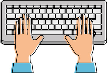 computer keyboard with hands user vector image
