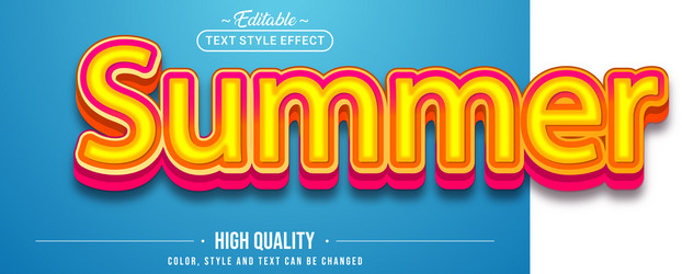 editable text style effect - summer vector image