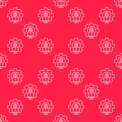 gear with pc bug line seamless pattern - computer vector image