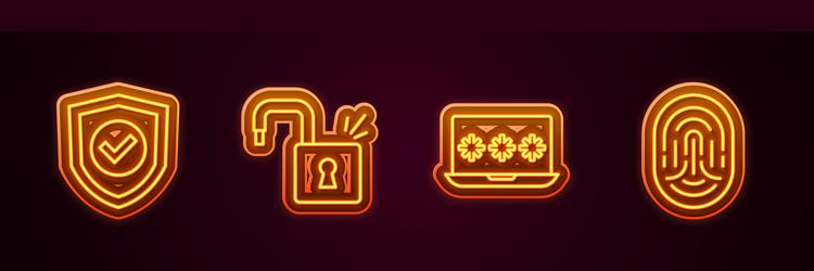 set line shield with check mark open padlock vector image