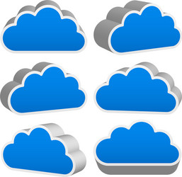 3d cloud renders with outline vector image
