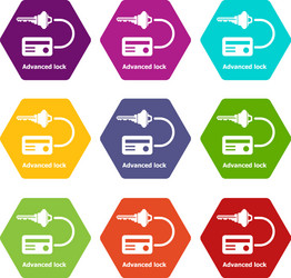 advanced lock icons set 9 vector