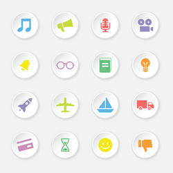colorful web icon set 5 on white circle button wit vector image