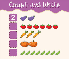 math worksheet template count and write vector