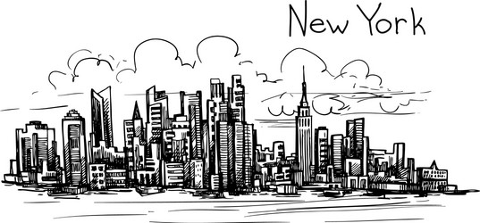 New york drawing hand drawn Royalty Free Vector Image