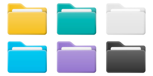 Realistic File Folder Icon Set vector image