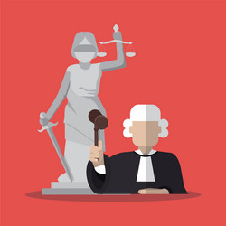 Statue and judge of law justice design vector