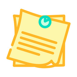 sticky note pin list color icon vector image