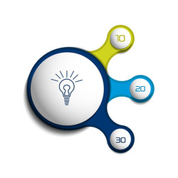 Three steps elements bubble chart scheme diagram vector