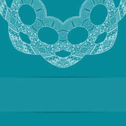 turquoise blue card with ornate pattern and copy vector image