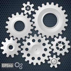 White Gears on Hexagon Background vector image