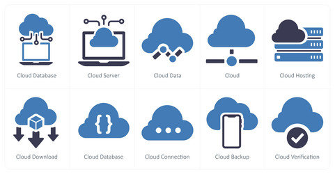 a set of 10 web marketing icons as cloud database vector image