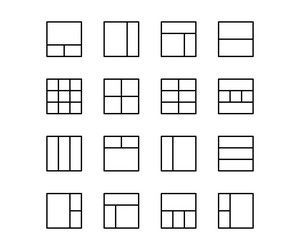 Black line icon set grid layout website element vector