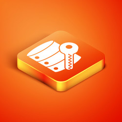 isometric server security with key icon isolated vector image