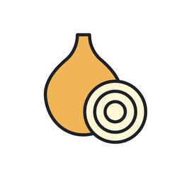 Onion icon linear color contour shape vector