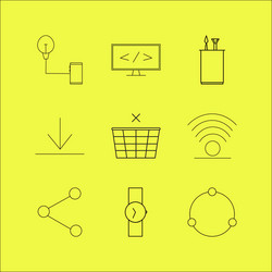web linear icon set simple outline icons vector image
