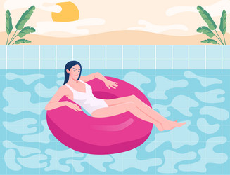 woman relaxing on pool float in summer vector image