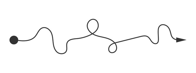 Curved line with start point and direction arrow Vector Image