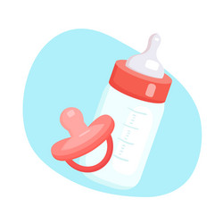 Flat baby bottle with milk vector