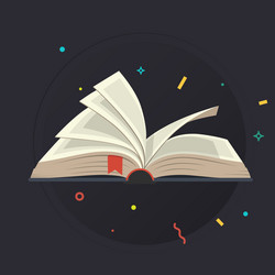 covered opened book with pages vector