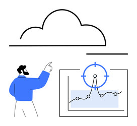 data analyst interpreting graph with cloud sync vector image