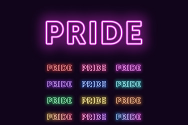 neon text pride expressive title word vector