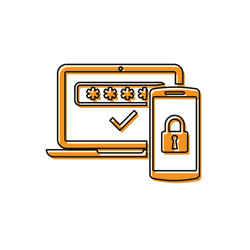 orange multi factor two steps authentication icon vector image