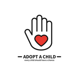 Adopt a child hand with heart line icon vector