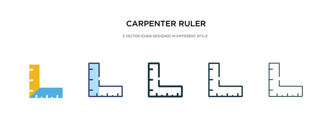 carpenter ruler icon in different style two vector