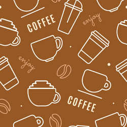 Seamless pattern with simple icons of coffee vector