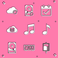 set cloud sync refresh hard disk drive hdd vector image