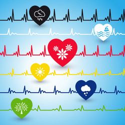 several heartbeat lines vector