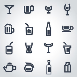 black beverages icon set vector