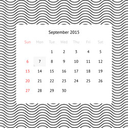 calendar page for september 2015 vector