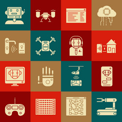 set robot bot smart home software web vector image