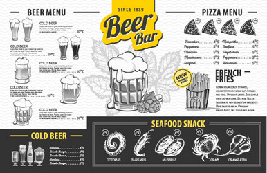 vintage beer menu design restaurant vector