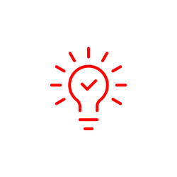 Bulb with checkmark like quick tip icon vector