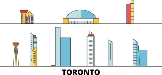 Canada toronto city flat landmarks vector