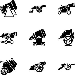 cannon icons set simple style vector image