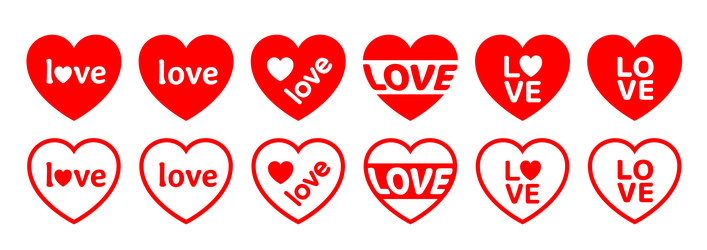 heart shape with love word vector